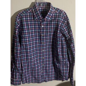 NWoT Scott Barber Size L Large Purple-Green Checked 100% Cotton Mens Dress Shirt
